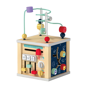 Wooden Montessori Four in One Activity Cube Puzzle Toy Children's Early Education Toy <strong>Busy</strong> <strong>Box</strong> - Product Image 5