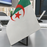 Drapeau de table Algérie 4''x6'' (10x15cm) avec mât de 10'' et base en plastique noir – Mini drapeau portable pour bureau/bureau à domicile, idéal pour les réunions de famille/fêtes