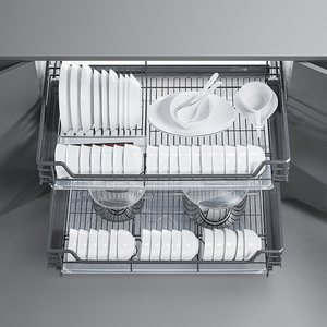 Modern 2-Tier Chrome Plated Stainless Steel <b>Wire</b> Eco-Friendly Waterproof Drawer Basket <b>Soft</b> Close Slide for Kitchen In-Cabinets - Product Image 2