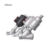 Válvula de Globo de Asiento Angular Tipo Y Neumática KLION con Actuador de Acero Inoxidable, Sellado de PTFE, Conexiones BSP DN15-DN100, 16 bar, ISO CE, para Agua