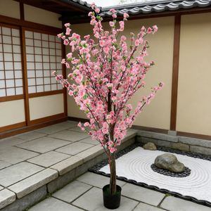 Árbol de Flores de Durazno Artificial de 180 cm, Flores de <span class=keywords><strong>Seda</strong></span> Artificiales, Flores de Tacto Real para Regalo, Boda, Hogar, Jardín, Fiesta, Decoración de Cumpleaños - Product Image 4