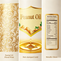 Étiquette personnalisée en papier écologique avec finition or métallisé et UV partiel pour l'image de marque des produits alimentaires et des huiles comestibles – Vente en gros