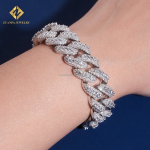 Custom Made Personalized 16MM Fire Hip Hop Luxury 925 Sterling Silver Iced Out Jewelry Moissanite Diamond Miami Link Bracelet - Product Image 2