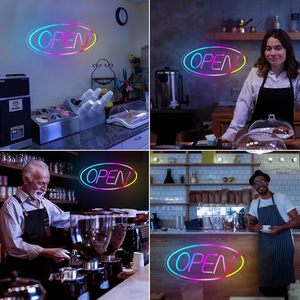 Enseigne néon ovale RVB à couleurs changeantes, en acrylique, à intensité variable, pour la publicité LED dans les cafés, bars, boulangeries, commerces de détail, devantures de magasins et la décoration professionnelle - Product Image 6