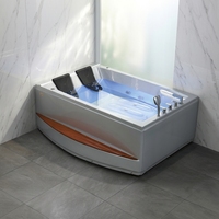 Baignoire de luxe moderne en acrylique blanc écologique pour une personne, avec massage à air, bain à remous et drain d'angle, idéale pour appartement, villa, hôtel