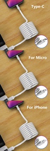 magnético <span class=keywords><strong>Cable</strong></span> de datos USB <span class=keywords><strong>Cable</strong></span> 2.4A carga rápida <span class=keywords><strong>Cable</strong></span> de carga de teléfono móvil <span class=keywords><strong>para</strong></span> <span class=keywords><strong>iPhone</strong></span>/Micro/Tipo-C <span class=keywords><strong>cable</strong></span> - Product Image 5