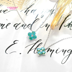 Cadermay Le nouveau collier aux yeux bleus de trèfle à quatre feuilles est fait de pierres précieuses de trèfle à quatre feuilles en argent s925 avec des yeux clignotants - Product Image 6