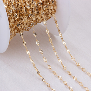 Rantai Lip Link Berukir Lebar 2.3mm, Lapis Emas 14k/Perak S925, untuk Pembuatan Perhiasan Kalung, Gelang, dan Gelang Kaki DIY - Product Image 3