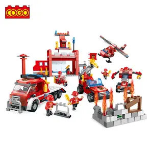 COGO 8 en 1 lucha contra el fuego Estación de rescate de los niños Juego de construcción de bloques de ladrillos al por mayor suministros educativos juguetes para los niños