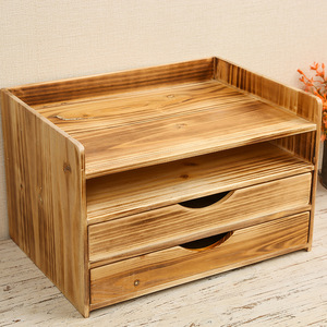 Wooden Desktop <b>Drawer</b> Organizer Rectangle Solid Wood Storage Box With Grid For Office Study Document Sundries - Product Image 1