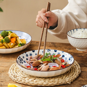 Ceramic Eco Friendly Retro Japanese Plant Pattern Underglaze Ins Style Bowls Dishes Plates Creative Rice Bowl <b>Set</b> Camping - Product Image 4