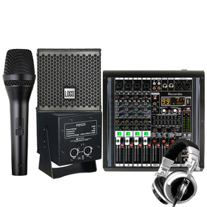 El mezclador de potencia de con conjunto de características de cancelación de ruido Incluye micrófono de escenario, <span class=keywords><strong>monitor</strong></span> de auriculares, altavoz pasivo - Product Image 1
