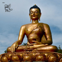 BLVE décoration extérieure Temple Figure religieuse grande Sculpture de bouddha assis en Bronze Statue de bouddha géante en or