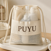 Sac en filet de coton écologique avec cordon de serrage, pochette d'emballage pour savon, sac cosmétique en coton biologique naturel pour produits