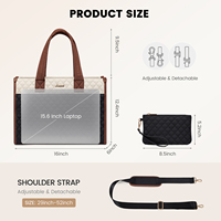 LOVEVOOK Professional 15.6 Sac fourre-tout matelassé pour ordinateur portable Sac à main tendance pour le bureau Ensemble de sac à main d'été pour le travail