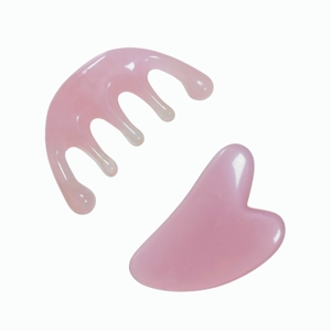 Set de 2 Piezas: Peine de Resina para Masaje del Cuero Cabelludo y Tabla Gua Sha Irregular, Herramientas de Belleza y Cuidado de la Piel - Product Image 2
