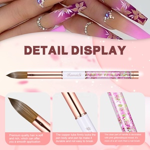 Pinceau à ongles en acrylique Kolinsky de haute qualité, manche métallique, vente directe usine Kemeisi, faible MOQ, offre spéciale Noël, pour ongles roses - Product Image 4