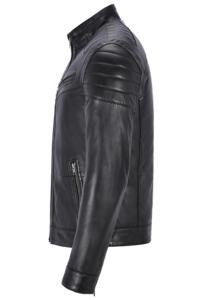 Veste en cuir Nappa noir véritable sur mesure pour homme avec détails en fourrure blanche, fermeture éclair YKK de qualité supérieure, marque privée OEM - Product Image 3