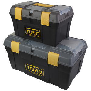 China factory plastic PP 2 in 1 Tool Storage Box 16 inch and 22 inch tool box set toolbox with tote tray and comp artment lids