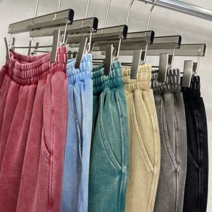 High Quality 400g Bead Cotton Batik Wash Men's <b>Shorts</b> Retro High Street Fashion Brand Custom Logo Trendy Water Do Old <b>Trousers</b> - Product Image 1