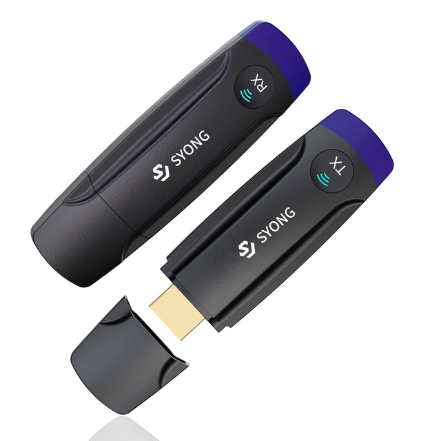 SYONG Portable 5G Wireless for HDMI Extender Kit 1080P for HDMI Transmitter & Receiver 196FT/60M Streaming Video & Audio