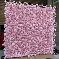 J123 Luxuriöse 5D Künstliche Blumen Rosa Blumen-Hintergrund Aufrollbare Blumenwand für Veranstaltungen Bühnen Party Geburtstag Hochzeitsdekorationen