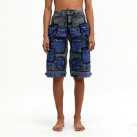 Shorts en jean cargo multi-poches à jambes larges, style streetwear décontracté vintage, lavage délavé, YSJY, pour hommes