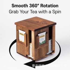 Wooden Rotating Tea Bag Rack <b>Desktop</b> Storage <b>Shelf</b> Polygon Shape Standing Type Office Organizer - Product Image 2