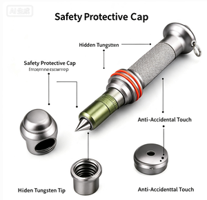 <span class=keywords><strong>Casse</strong></span>-vitre de voiture portable, outil d'évacuation d'urgence, pointe en acier tungstène, marteau de sécurité en alliage d'aluminium, utilisation sous-marine et en cas d'incendie - Product Image 5