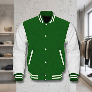 Blouson universitaire d'hiver unisexe de haute qualité, style baseball américain vintage, respirant, en cuir, avec col montant, pour collège et lycée - Product Image 3