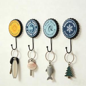 Crochet mural en métal imprimé à motif personnalisé, style vintage, pour serviettes, cuisine, bar et autocollant de réfrigérateur pour café - Product Image 2