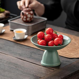 Ceramic Pedestal Fruit Dish <b>Retro</b> Design For <b>Dining</b> <b>Table</b> Decorative Serving Plate - Product Image 2