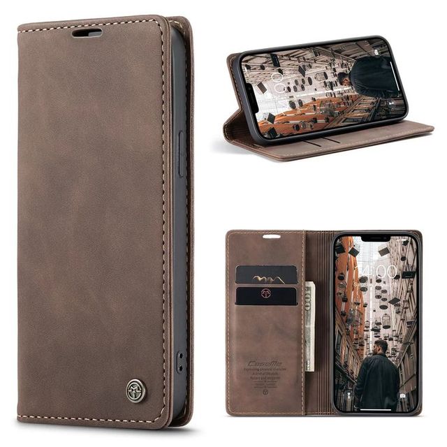 Caseme Magnetic Flip Stand Leather Phone Case for iPhone 16 Pro Max 15  I14 I13Pro Card Slot PU Leather Folio Protective Cover