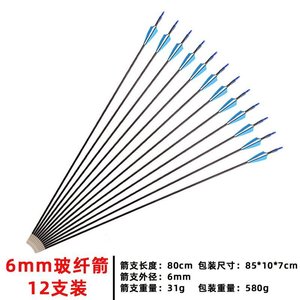 Flèches en fibre de verre 6 mm, lot de 12 pièces pour la pratique du tir à l'arc recurve - Product Image 5
