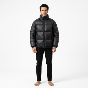 Veste matelassée sur mesure OEM pour homme, veste d'hiver à capuche en duvet, coupe-vent d'extérieur, fermeture éclair, style uni - Product Image 1