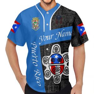 เสื้อเชิ้ตแขนสั้นสำหรับทีมเบสบอลเปอร์โตริโก้เสื้อเจอร์ซีย์ชื่อและธงโลโก้ซามัว - Product Image 1