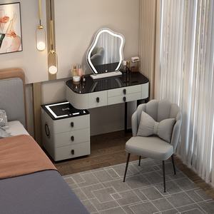 Ensemble de coiffeuse de haute qualité Zxm avec station de charge sans fil, miroir et éclairage, armoire de rangement, adapté à la chambre à coucher, au salon - Product Image 6