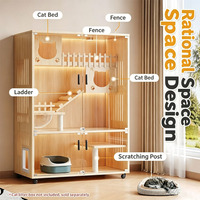 Villa pour chat en bois massif, armoire d'intérieur à trois niveaux, extra large, espace libre, maison pour animaux de compagnie, arbre à chat, niche pour chat