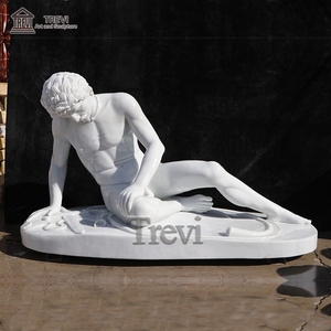 Statua di Alta Qualità in Marmo Bianco a Grandezza Naturale dell'Uomo Galata che Morde, Stile Greco-Romano Antico - Product Image 5