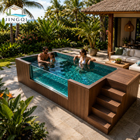 Piscine hors-sol en fibre de verre transparente pour enfants, jacuzzi moderne en FRP, spa extérieur pour villa, piscine conteneurisée