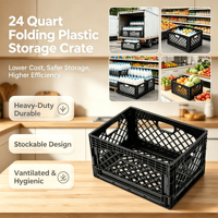 Caisse à lait en plastique pliable et ventilée de 24 quarts, empilable, robuste, pour le transport et le stockage de boissons