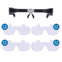 Rechargeable Head Magnifier Glasses Eyeglasses With 2 LED Lights and Detachable Lenses 1.5X 2.5X 3.5X 5X Magnifying Glasses