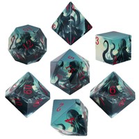 Nouvel ensemble de dés polyédriques DND7 en acrylique avec impression UV et sac en flanelle pour le jeu de table Dungeons and Dragons