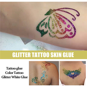 EELHOE 8ml Tatouage scintillant, colle <span class=keywords><strong>blanche</strong></span> pour la peau, fêtes à thème d'Halloween et de carnaval, tatouage flash couleur pour cheveux, visage, corps, maquillage des yeux - Product Image 4