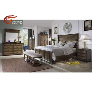 Carved wood bed wooden bed picture of bedroom furniture set wooden WA316