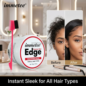 immetee 150g <span class=keywords><strong>Gel</strong></span> Coiffant Fixation Maximale pour Cheveux 4C, Sans Résidus, Longue Durée, <span class=keywords><strong>Booster</strong></span> de Bordures avec Brosse - Product Image 1