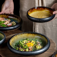 Assiette Créative Effet Craquelé en Céramique – Bol à Sushi, Salade, Dessert, Sashimi, Soupe – Vaisselle pour Hôtels et Restaurants – Assiettes Japonaises en Céramique Glaçurée