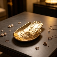 Plateau à bijoux en céramique personnalisé, coloré, en or blanc et argent, en forme de main irrégulière, pour bagues et bibelots, décoration d'intérieur multifonctionnelle
