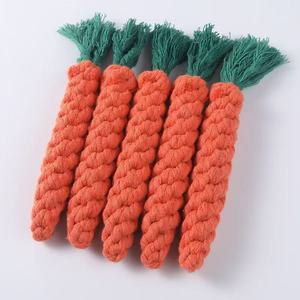 <b>Carrot</b> Cotton Rope Dog Chew <b>Toy</b> Teeth Cleaning Pet Teething <b>Toy</b> Medium Size Woven Rope <b>Toy</b> For Dogs - Product Image 2