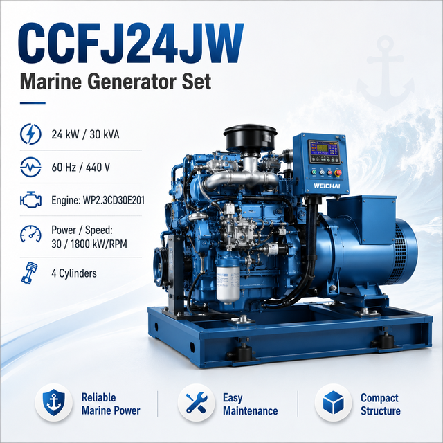 SCDC24JW 24kW Marine Diesel Generator Set WP2.3CD30E201 1800RPM Marine Genset for Fishing Boat Cargo Ship Auxiliary Power OEM